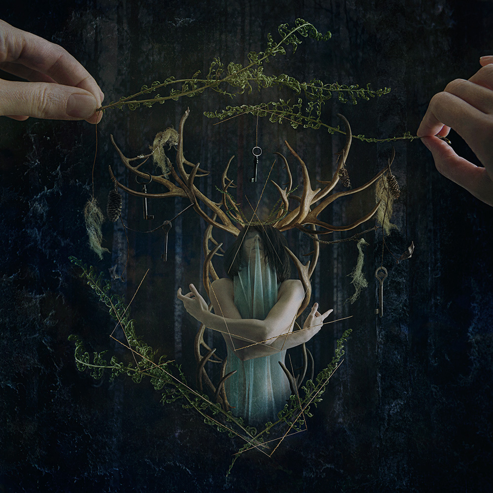 Photomontage and photo-manipulation techniques used by figital artist Natalie Field to create surreal art combining the human form with nature in this dark art series