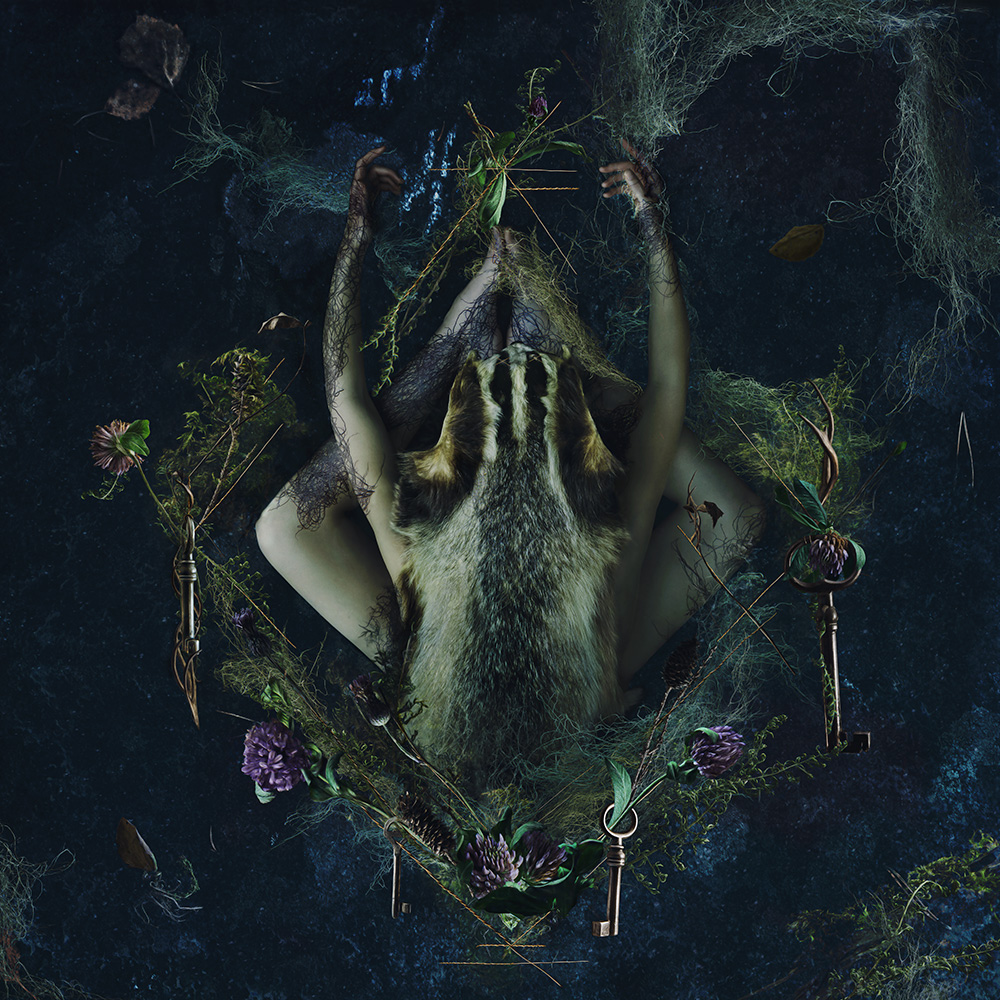 Photomontage and photo-manipulation techniques used by figital artist Natalie Field to create surreal art combining the human form with nature in this dark art series